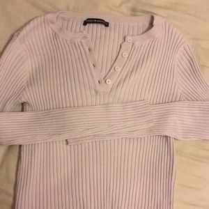 Ribbed Button White Longsleeve